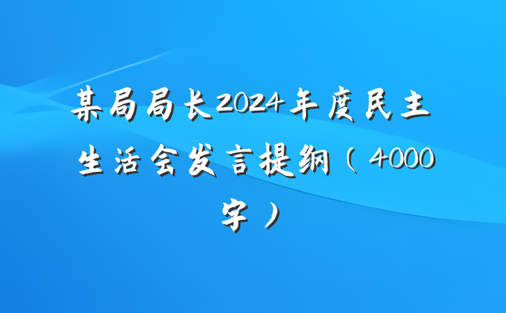 某局局长2024年度民主生活会发言提纲（4000字）