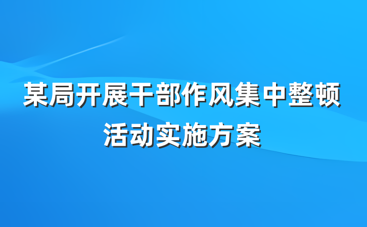 某局开展干部作风集中整顿活动实施方案