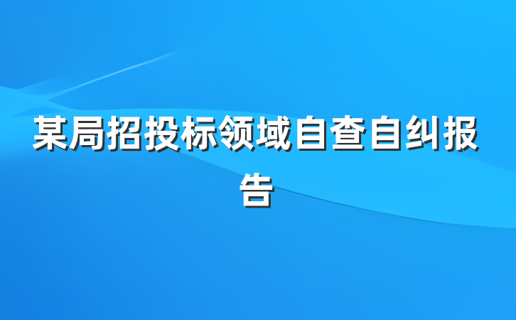 某局招投标领域自查自纠报告