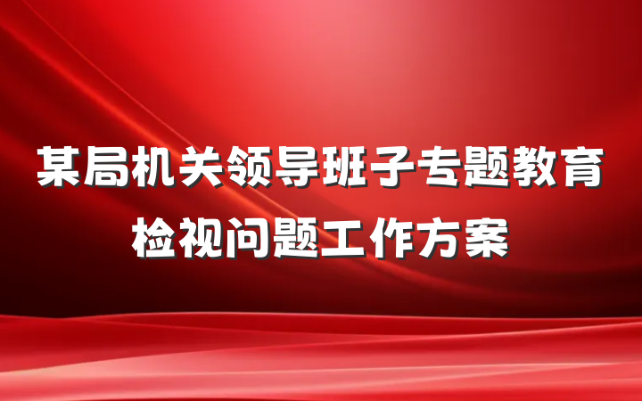 某局机关领导班子专题教育检视问题工作方案
