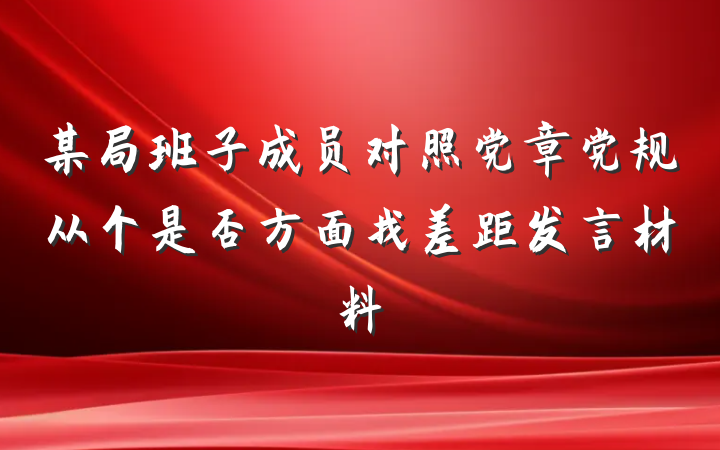 某局班子成员对照党章党规从个是否方面找差距发言材料