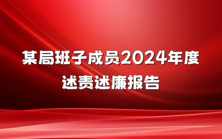 某局班子成员2024年度述责述廉报告