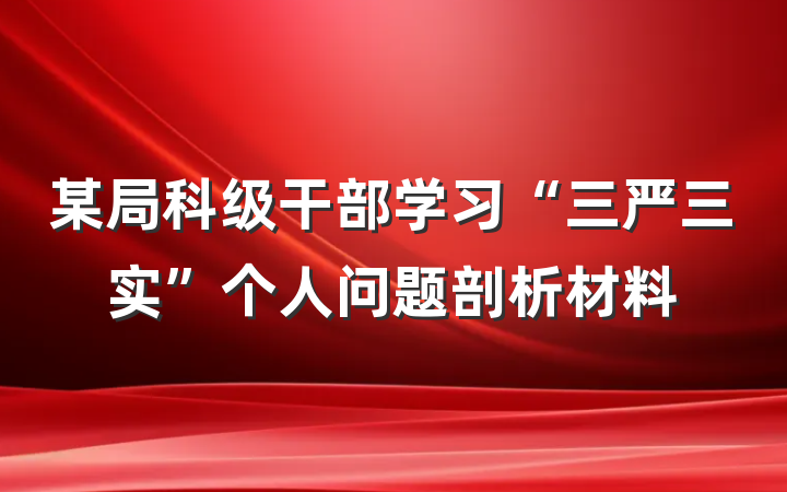 某局科级干部学习“三严三实”个人问题剖析材料