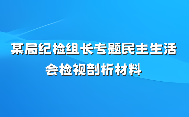 某局纪检组长专题民主生活会检视剖析材料