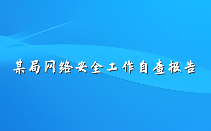 某局网络安全工作自查报告