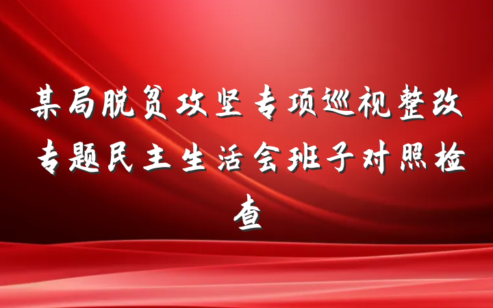 某局脱贫攻坚专项巡视整改专题民主生活会班子对照检查