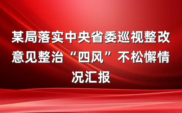 某局落实中央省委巡视整改意见整治“四风”不松懈情况汇报