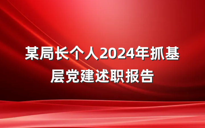 某局长个人2024年抓基层党建述职报告