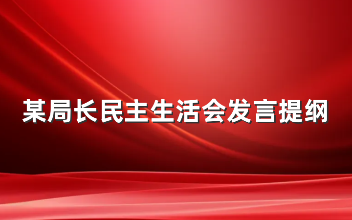 某局长民主生活会发言提纲