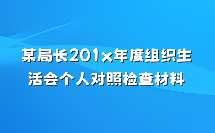 某局长201x年度组织生活会个人对照检查材料