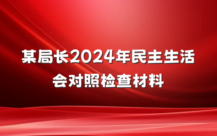 某局长2024年民主生活会对照检查材料