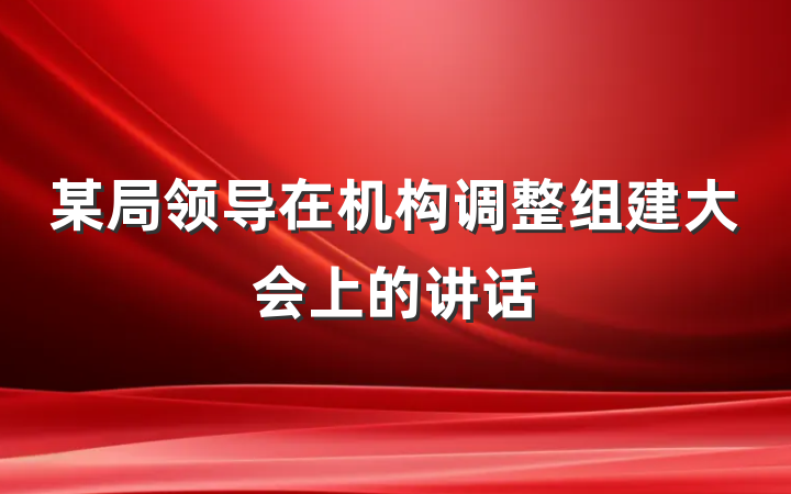 某局领导在机构调整组建大会上的讲话