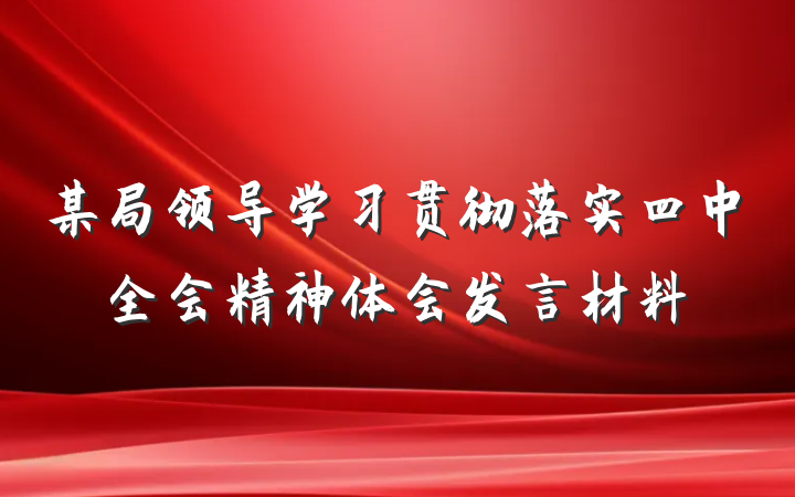 某局领导学习贯彻落实四中全会精神体会发言材料