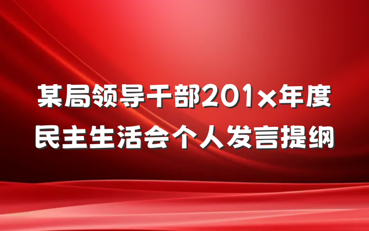 某局领导干部201x年度民主生活会个人发言提纲