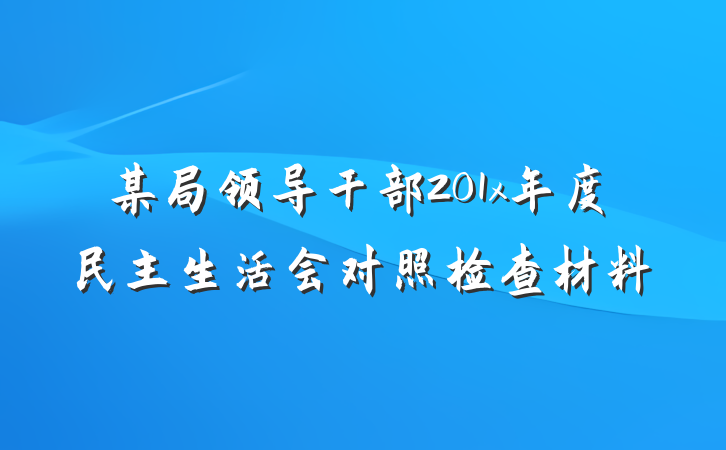 某局领导干部201x年度民主生活会对照检查材料