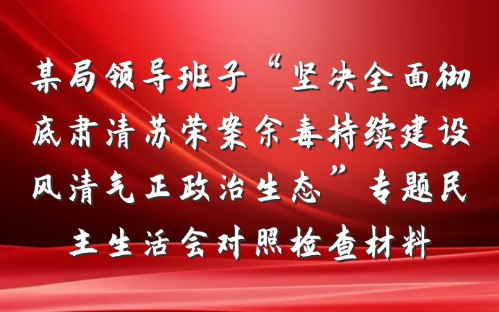 某局领导班子“坚决全面彻底肃清苏荣案余毒持续建设风清气正政治生态”专题民主生活会对照检查材料
