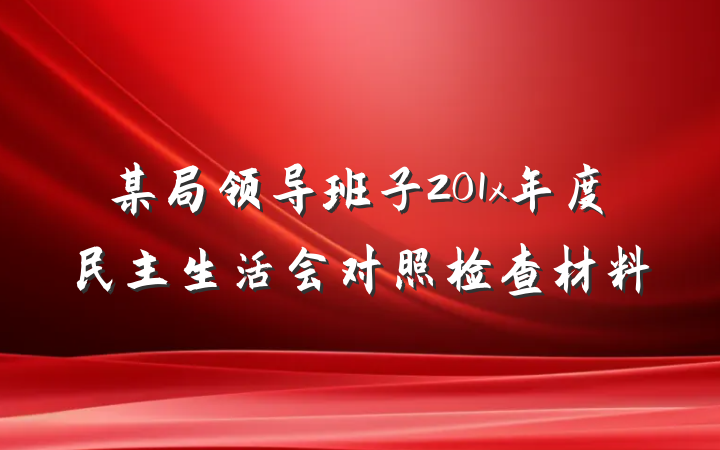 某局领导班子201x年度民主生活会对照检查材料