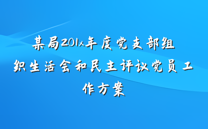 某局201x年度党支部组织生活会和民主评议党员工作方案