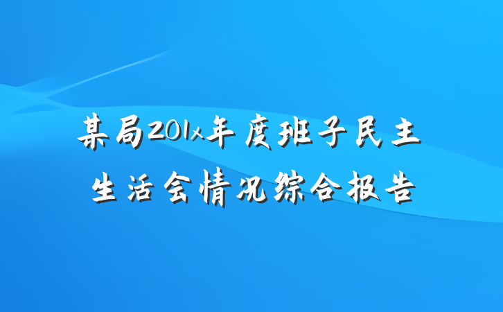 某局201x年度班子民主生活会情况综合报告