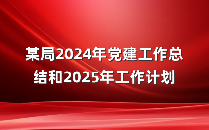 某局2024年党建工作总结和2025年工作计划