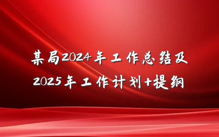 某局2024年工作总结及2025年工作计划 提纲