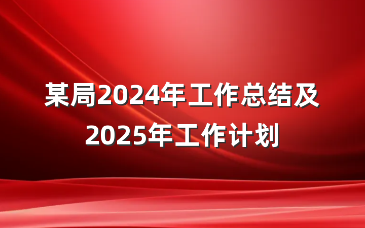 某局2024年工作总结及2025年工作计划