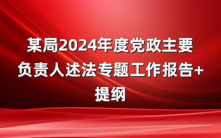 某局2024年度党政主要负责人述法专题工作报告 提纲