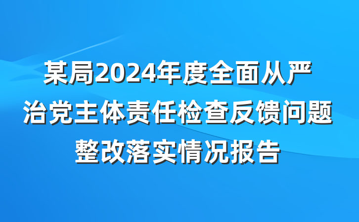 某局2024年度全面从严治党主体责任检查反馈问题整改落实情况报告