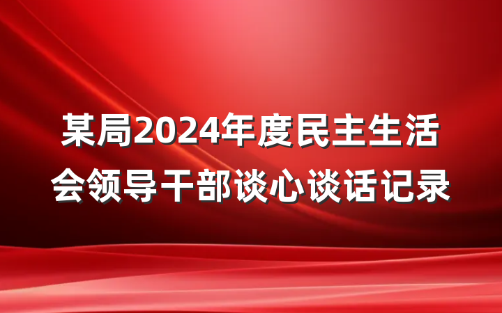 某局2024年度民主生活会领导干部谈心谈话记录