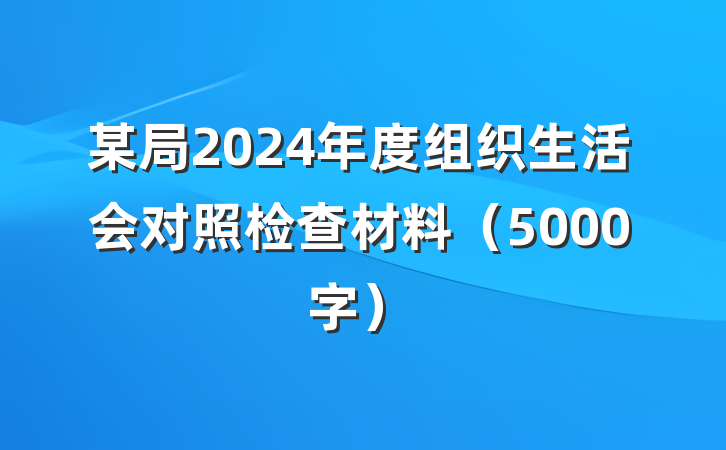 某局2024年度组织生活会对照检查材料（5000字）
