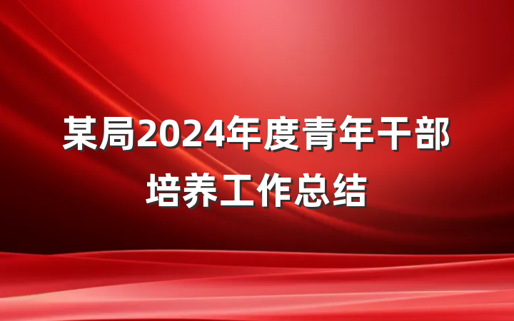 某局2024年度青年干部培养工作总结