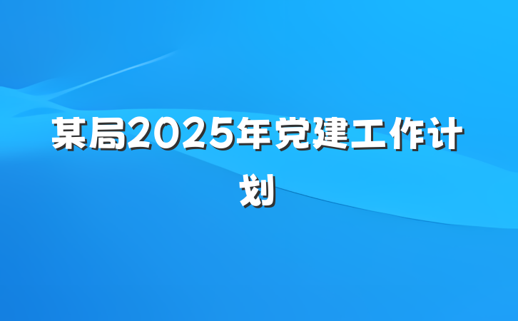 某局2025年党建工作计划