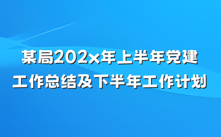 某局202x年上半年党建工作总结及下半年工作计划