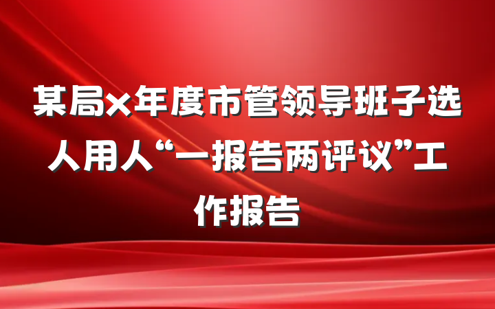 某局x年度市管领导班子选人用人“一报告两评议”工作报告