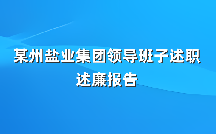 某州盐业集团领导班子述职述廉报告