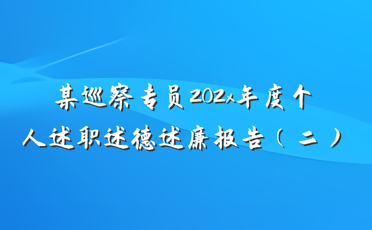 某巡察专员202x年度个人述职述德述廉报告（二）