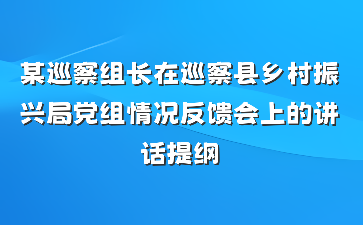 某巡察组长在巡察县乡村振兴局党组情况反馈会上的讲话提纲