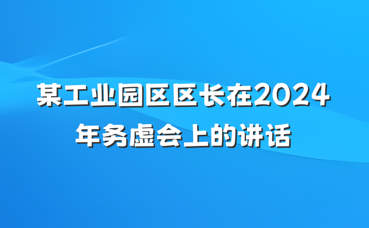 某工业园区区长在2024年务虚会上的讲话