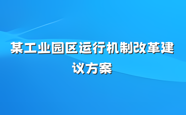 某工业园区运行机制改革建议方案