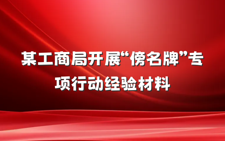 某工商局开展“傍名牌”专项行动经验材料