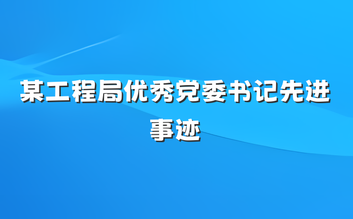 某工程局优秀党委书记先进事迹