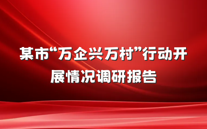 某市“万企兴万村”行动开展情况调研报告