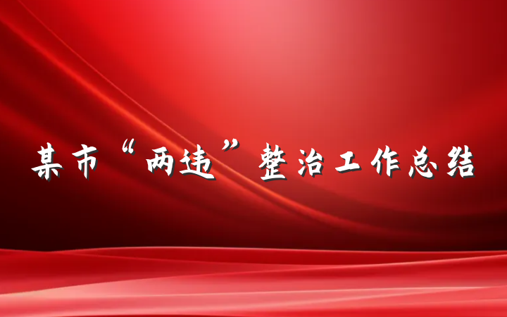 某市“两违”整治工作总结