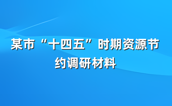 某市“十四五”时期资源节约调研材料