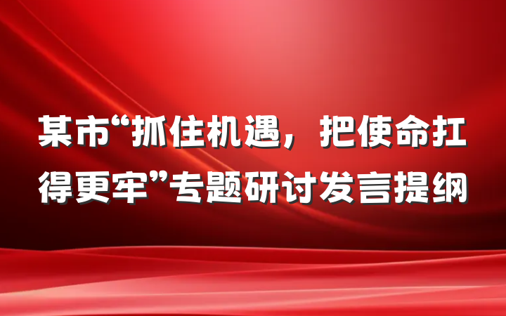某市“抓住机遇，把使命扛得更牢”专题研讨发言提纲
