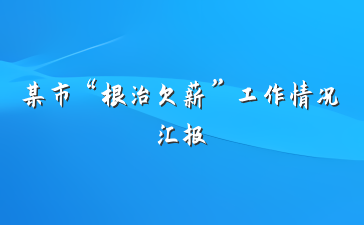 某市“根治欠薪”工作情况汇报