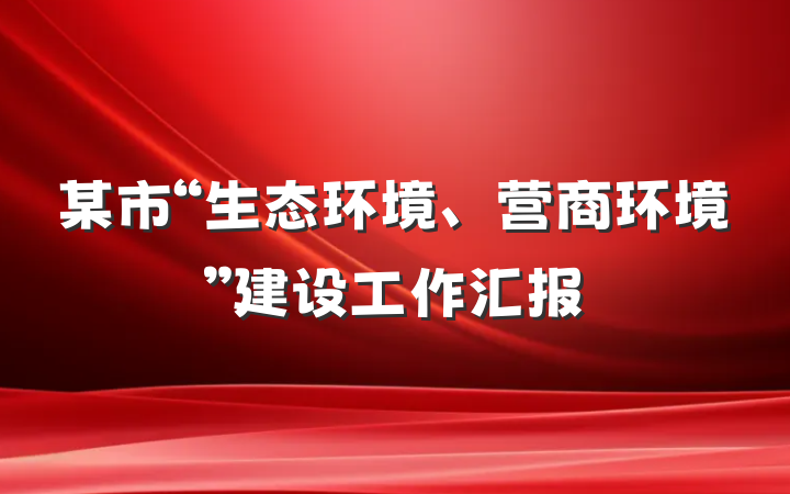 某市“生态环境、营商环境”建设工作汇报