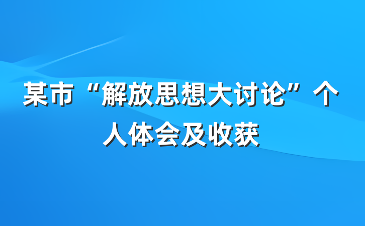 某市“解放思想大讨论”个人体会及收获