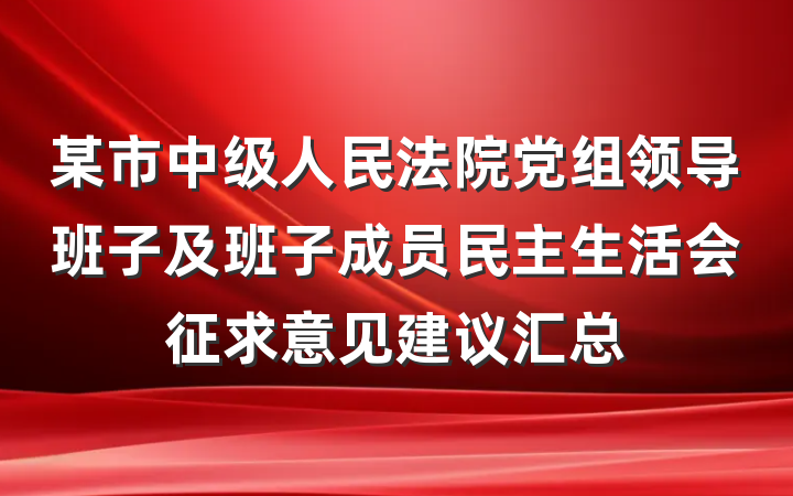 某市中级人民法院党组领导班子及班子成员民主生活会征求意见建议汇总