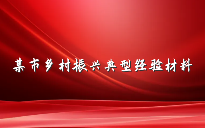 某市乡村振兴典型经验材料
